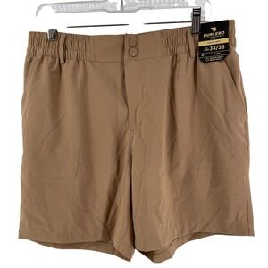 Burlebo Everyday Short Mens Large 34/36 Khaki Tan 7" Inseam Duck Pocket NEW